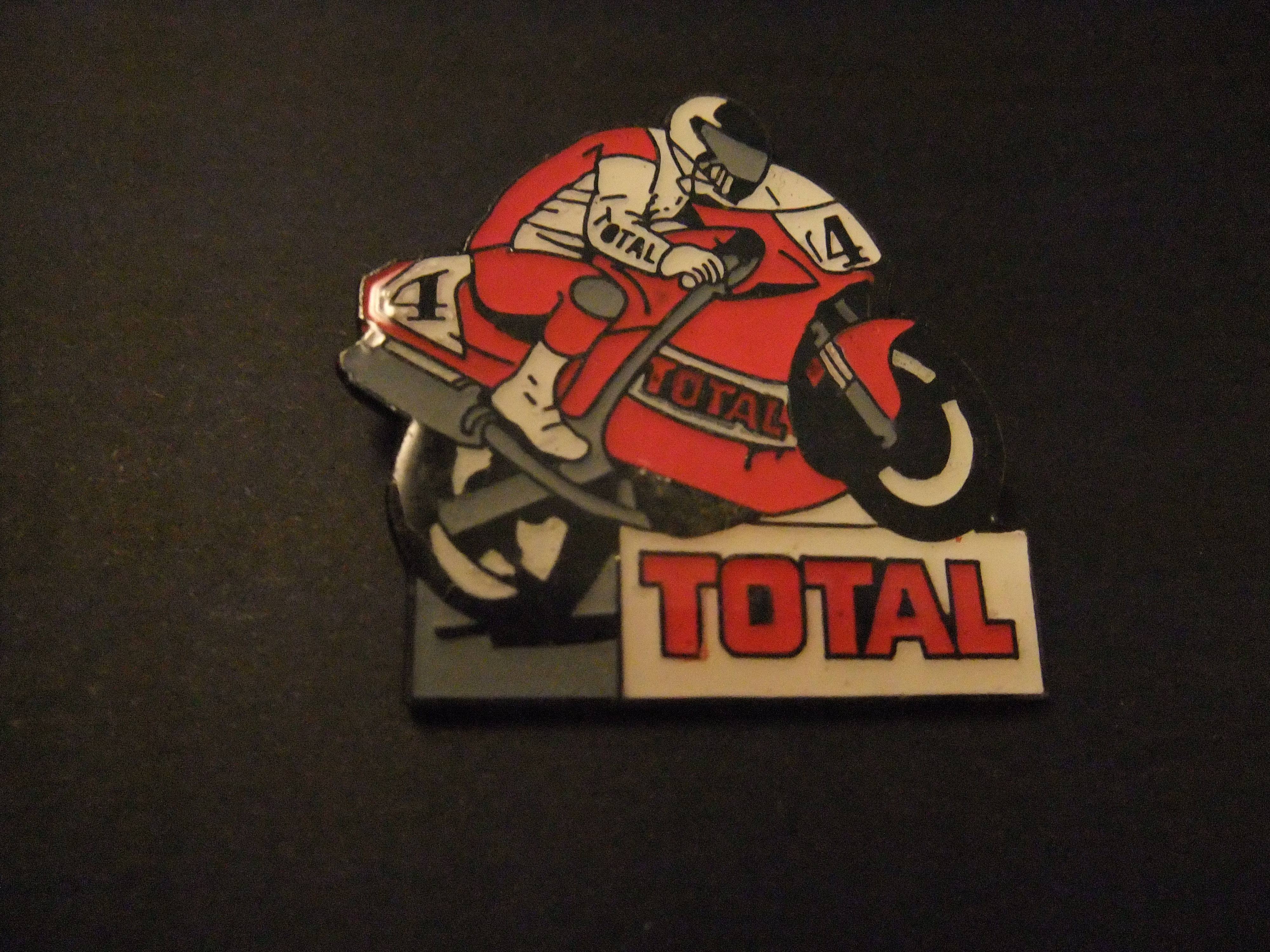Ducati 888 racer ( wereldkampioenschap superbike) rijder Belgische coureur,  Stephane Mertens met startnummer 4 sponsor Total benzine
